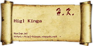 Higl Kinga névjegykártya